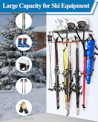 Mythinglogic Ski Equipment Storage Rack with Shelf | Home Organization - Image 4