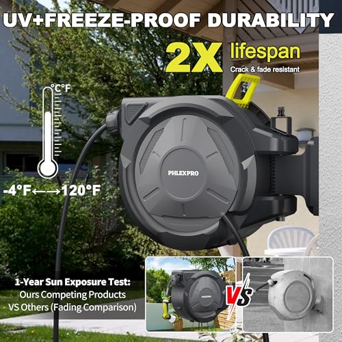 75 FT x 5/8" Retractable Garden Hose Reel with 3/4" Brass Fitting - Image 3
