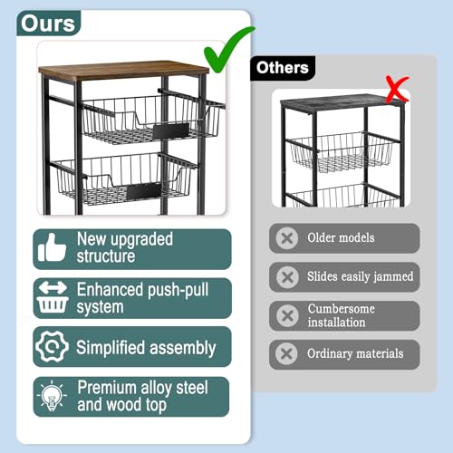 OKZEST 5-Tier Kitchen Storage Cart with 4 Upgraded Drawer Basket - Image 7