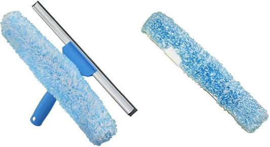 Unger Professional 14" Window Cleaning Tool: 2-in-1 Microfiber Scrubber and Squeegee & Professional Window Cleaner Scrubber Refill Sleeve, 14"