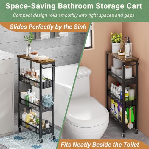 OKZEST 4-Tier Slim Rolling Storage Cart for Kitchen, Laundry Room - Image 4