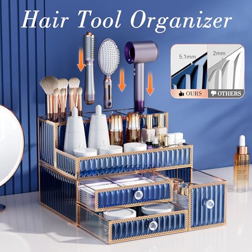 Youdepot Blue Tempered Glass Makeup Organizer - Image 3