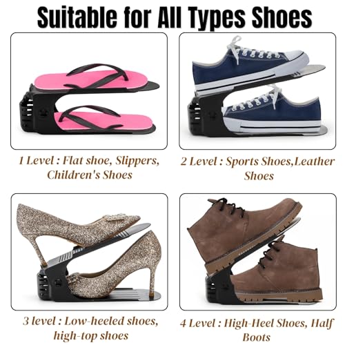Noamus 24 Pack Shoe Slots Organizer, Adjustable 4 Levels Shoe - Image 5