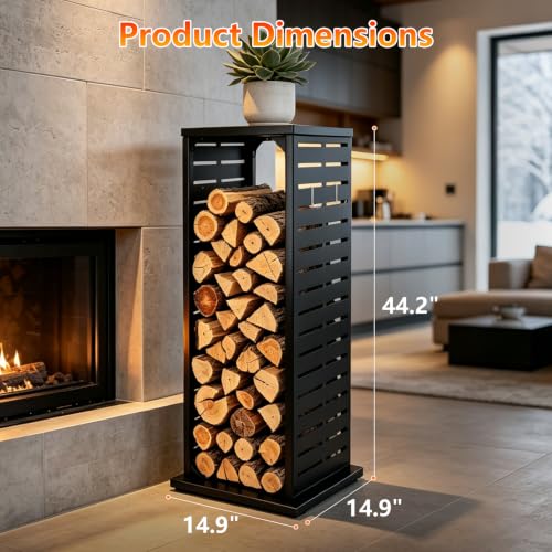 4ft Firewood Rack with Hook, Heavy Duty Vertical Firewood Rack - Image 4