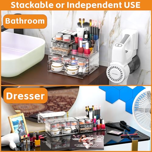 Small Make up Organizers and Storage with 4 Drawers,Clear - Image 3