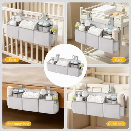 Vireo Hanging Baby Diaper Caddy,Plastic Insert & Hooks - Image 6