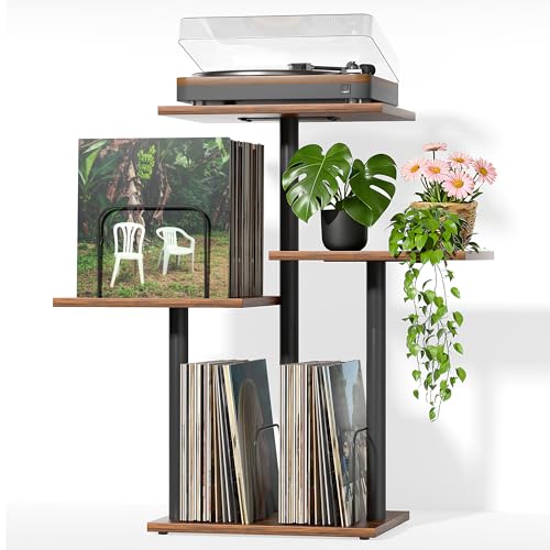 Bikoney Botanical Record Player Stand,Vinyl Record Storage - Image 2