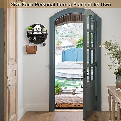 Key Holder Wall Mount with Shelf and Hooks, Mail Organizer - Image 4