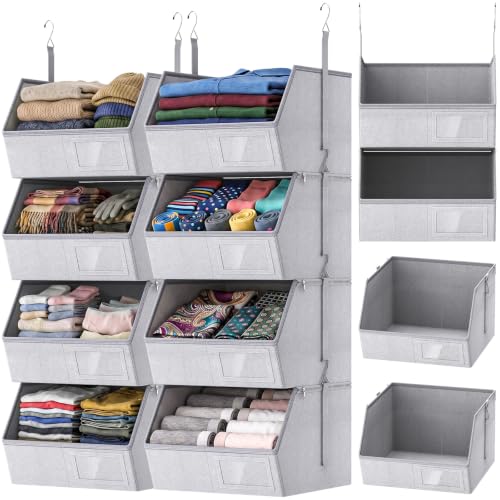 2 Pack 4-Tier Hanging Closet Organizer, Detachable Hanging - Image 2