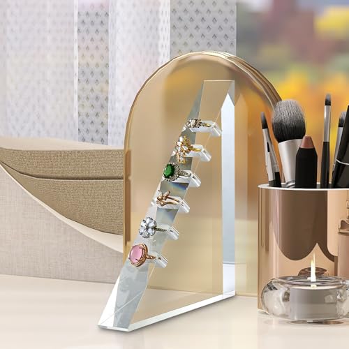 MyGift Premium Clear Acrylic 6-Slot Ring Holder Display - Image 5