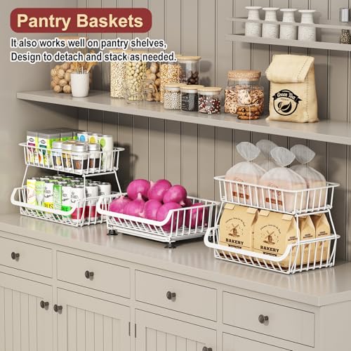 3-Tier Rolling Pantry Cart with Wheels, Stackable Wire - Image 5