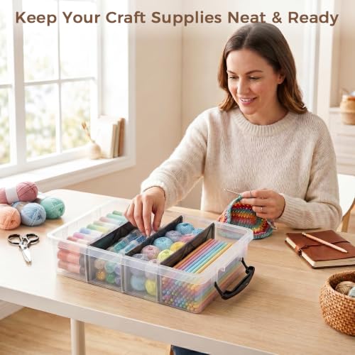 Citylife 2PC Storage Bins with Lids,Storage Box with Dividers - Image 6