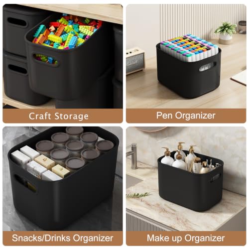 ORGIDOL 8 Pack Black Storage Bins with Lids Stackable Storage - Image 8