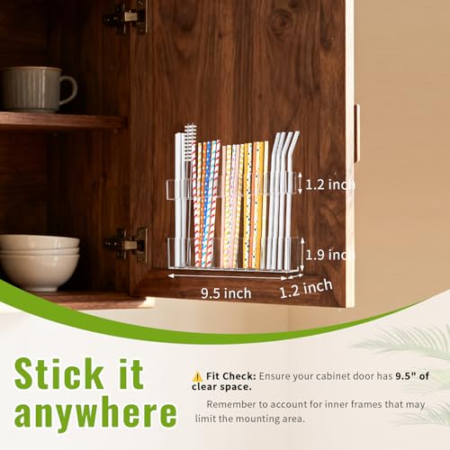 Mpotmiy 9.5" Large Acrylic Straw Holder for Cabinet Door, Straw - Image 6
