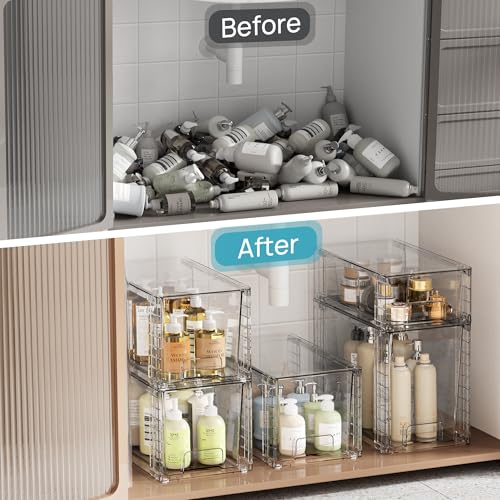Vtopmart 3 Pack Clear Stackable Storage Drawers,Easy to Assemble - Image 6