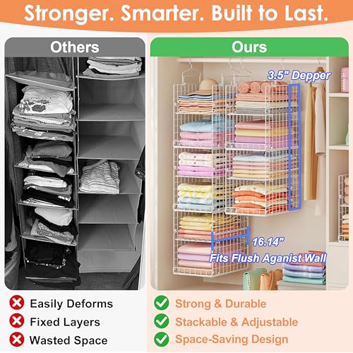 8-Tier Extended Depth Hanging Closet Organizers | Home Organization - Image 6