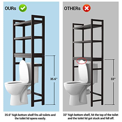 Over The Toilet Storage, 3-Tier Bamboo Bathroom Shelf, Espresso - Image 4