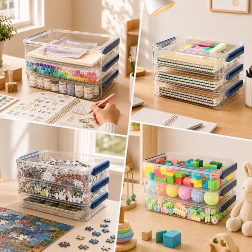 CATOOMUU 2-Pack 9x13 Clear Plastic Project Case Stackable - Image 4