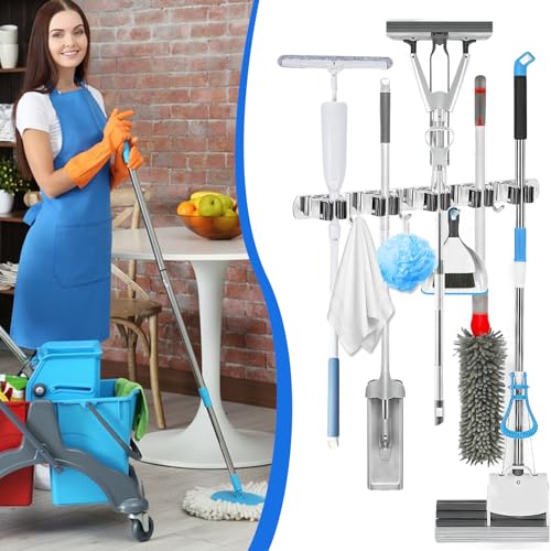 2 Pack Heavy Duty Wall Mount Broom Holder – Stainless | Garage Storage - Image 8