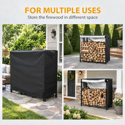 4 FT Firewood Rack Cover, Firewood Cover for Outdoor Wood Storage - Image 7