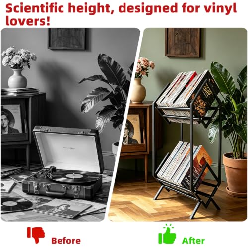 2-Tier Vinyl Record Storage Holder,Vinyl Record Stand for Book - Image 7