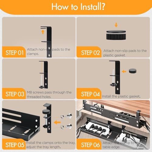 No Drill Under Desk Cable Management Tray, 17”-30” R | All Products - Image 6