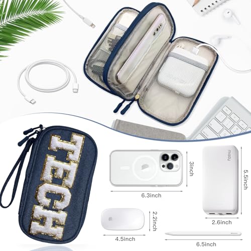 COSHAYSOO Small Electronics Organizer Bag with Chenille Letter - Image 5