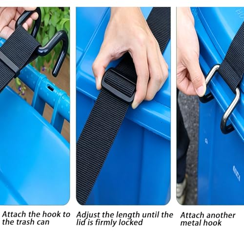 2Pcs Adjustable Trash Can Lid Lock Strap, Heavy-Duty - Image 3