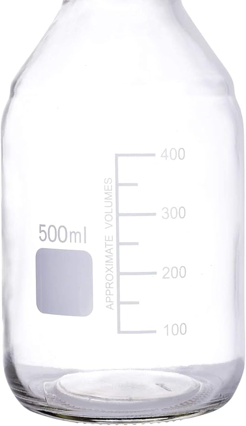 Lab Media Storage Round Bottles Graduated Glass Container GL45 Screw Cap Leakproof Multi-Purpose for Scientific | pack of 8 (Blue,500ml)