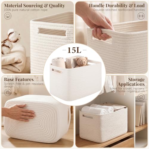 OIASKET 4Packs Natural Cotton Rope Storage Baskets for Organizing - Image 4