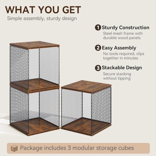 3 Cube Vinyl Record Storage, DIY Stackable Record Holder - Image 8