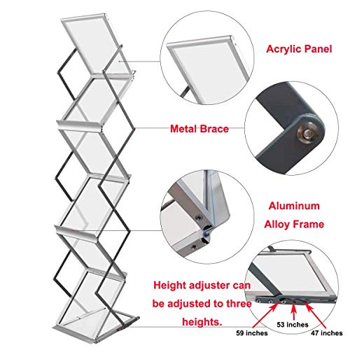 HUAZI Foldable Aluminum Magazine Rack, Portable Pop-up Display - Image 4