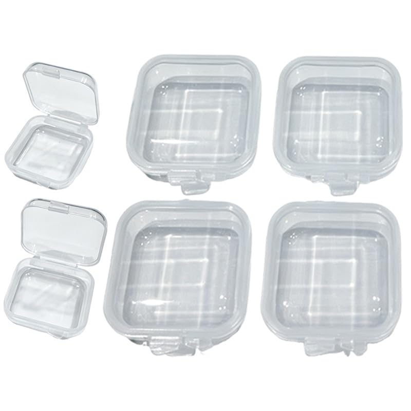6Pcs Clear Plastic Ear Plug Cases, Small Square Mini Jewelry - Image 1