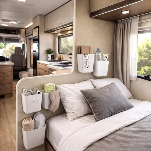 6 Pcs RV Cabinet Storage Box Self Adhesive Wall Mounted Organizer - Image 6