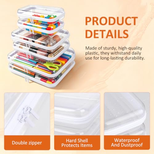 6 Pack Clear Hard Shell Zipper Case, Purse & Diaper Bag Organizer - Image 4