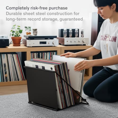 Vinyl Record Storage Rack - Record Holder for 50 LPs, Black - Image 6