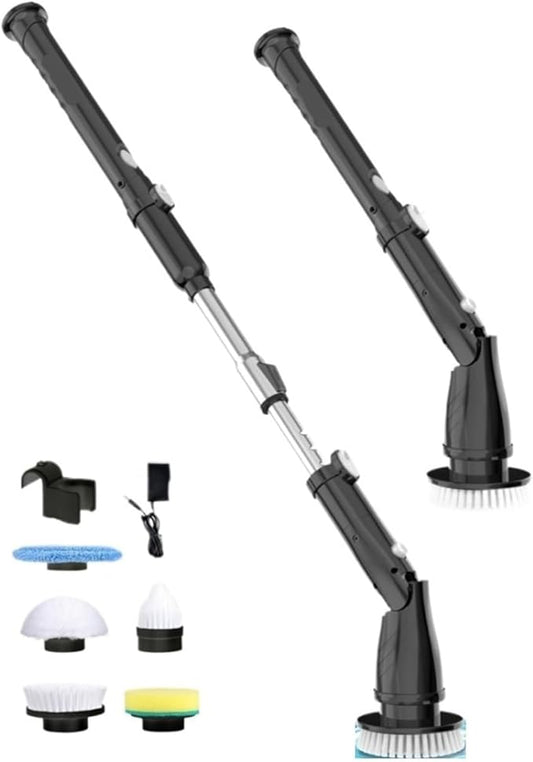 Compatible with TASVAC Electric Spin Scrubber,Cordless Cleaning Brush with 5 Replaceable Heads, Powerful Scrubbing for Bathroom, Tub, Tile, Floor, Kitchen(Black,US)