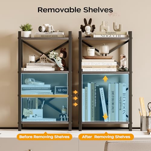 2-Pack Desktop Bookshelf, 4-Tier Stackable Narrow Bookcase - Image 5
