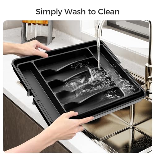 ukeetap Extra Large Expandable Silverware Organizer, Flatware - Image 6