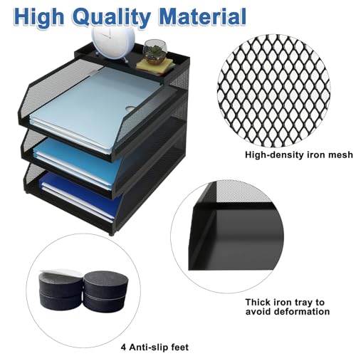 Natwind 3-Tier Stackable Metal Mesh Desk Paper Tray - Image 4