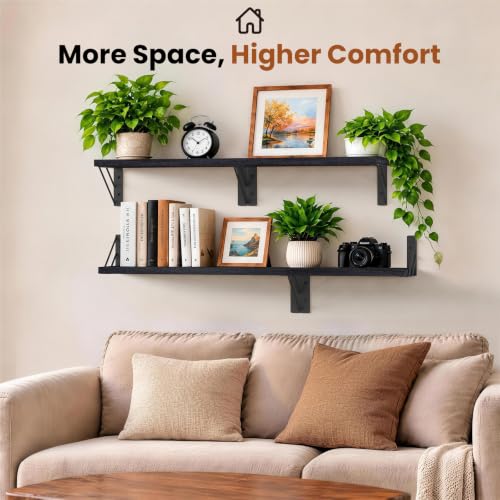 BAYKA Wall Mounted Black Floating Shelves for Wall (Set of 4, 16" - Image 4
