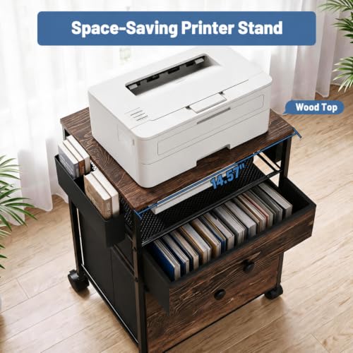 LEKETREE 2 Drawer Compact File Cabinet, Under Desk Rolling Filing - Image 8