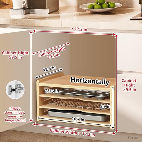 Celestite Wooden Baking Sheet Organizer for Cabinet, Baking Tray - Image 4