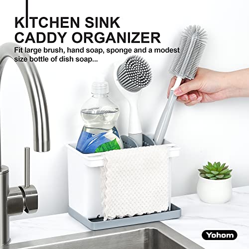 YOHOM Sink Brush Holder for Kitchen Sink Sponge Caddy Countertop - Image 3