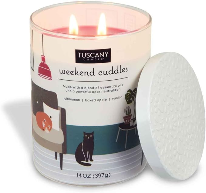 Tuscany Candle Weekend Cuddles: Cinnamon & Apple Scented Pet Odor Neutralizing Candle, 14 oz
