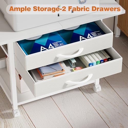 Large Printer Stand with Storage Fabric Drawer Under Desk - Image 7