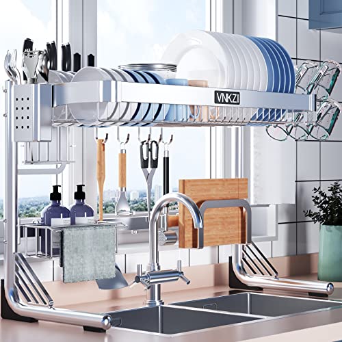 VNKZI Over Sink Dish Drying Rack, 2 Tier Full Stainl | All Products - Image 2