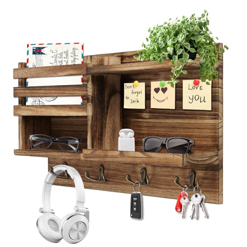 Key Holder Wall Mount, Wood Key and Mail Organizer for Wall - Image 2