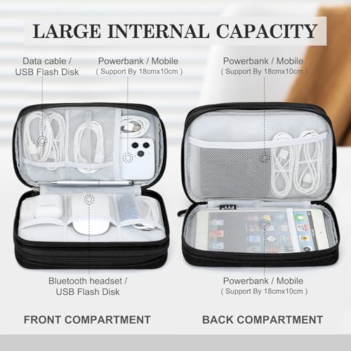 FYY Electronic Organizer, Travel Tech Pouch Bag, Large, Black - Image 4
