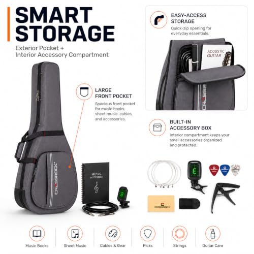 Crossrock Classical Guitar Foam Case | Lightweight Gray - Image 4